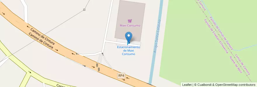 Mapa de ubicacion de Estacionamiento de Maxi Consumo en Argentina, Buenos Aires, Partido De Esteban Echeverría, 9 De Abril.