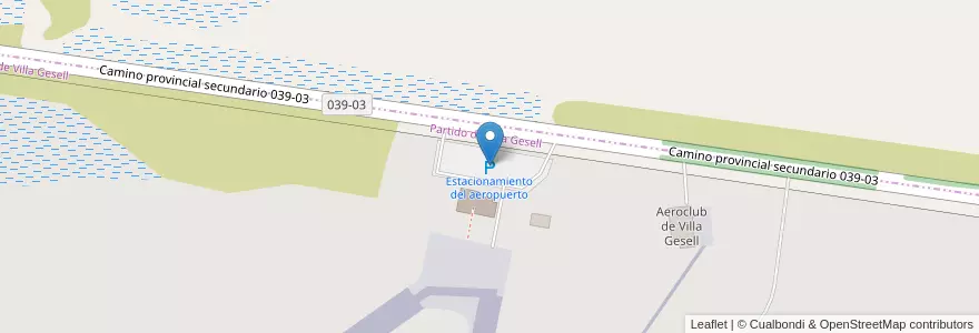 Mapa de ubicacion de Estacionamiento del aeropuerto en الأرجنتين, بوينس آيرس, Partido De Villa Gesell.
