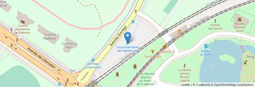 Mapa de ubicacion de Estacionamiento del Hipódromo, Palermo en Argentina, Ciudad Autónoma De Buenos Aires, Buenos Aires, Comuna 14.