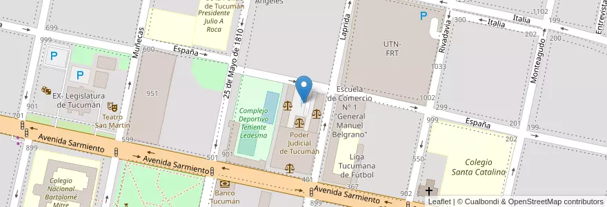 Mapa de ubicacion de Estacionamiento del Poder Judicial de Tucumán - Fuero Penal en Argentinië, Tucumán, San Miguel De Tucumán, Departamento Capital, San Miguel De Tucumán.