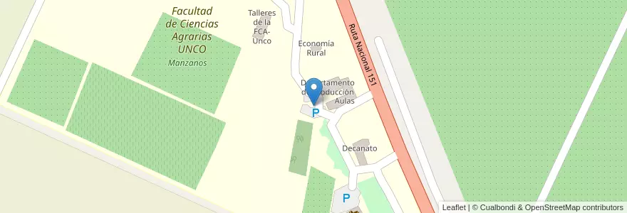 Mapa de ubicacion de Estacionamiento departamento de producción en Argentina, Chile, Río Negro, Municipio De Cinco Saltos, Departamento General Roca.