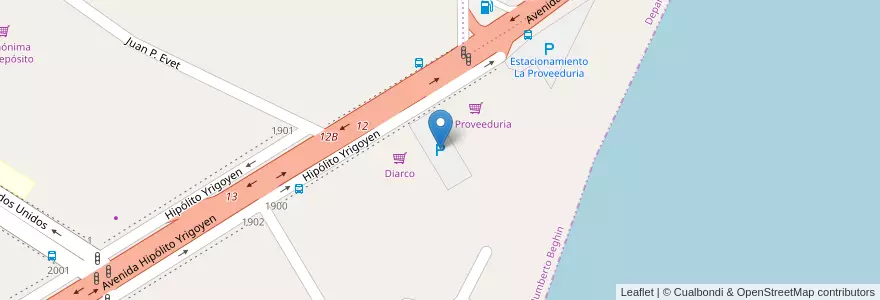 Mapa de ubicacion de Estacionamiento Diarco en 阿根廷, Chubut, Departamento Escalante, Comodoro Rivadavia.