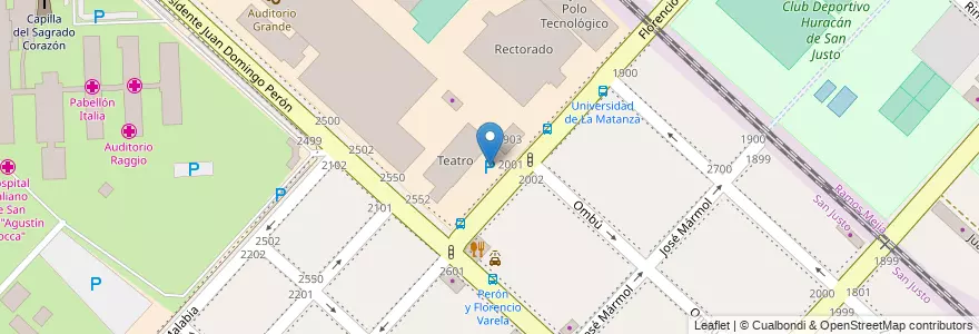 Mapa de ubicacion de Estacionamiento Docentes en Argentina, Provincia Di Buenos Aires, Partido De La Matanza, San Justo.