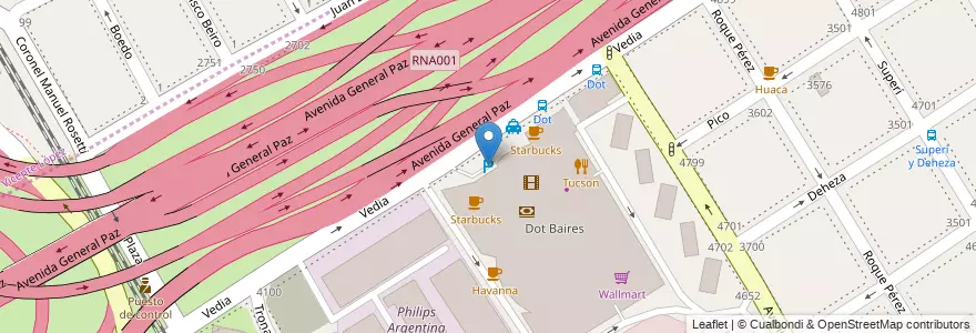 Mapa de ubicacion de Estacionamiento Dot Baires, Saavedra en Аргентина, Буэнос-Айрес, Comuna 12, Partido De Vicente López, Буэнос-Айрес, Vicente López.