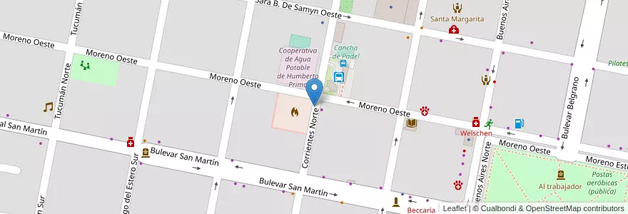 Mapa de ubicacion de Estacionamiento exclusivo para Autobombas en الأرجنتين, سانتا في, Departamento Castellanos, Municipio De Humberto Primo, Humberto Primo.