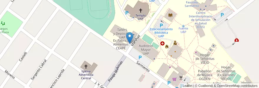 Mapa de ubicacion de Estacionamiento Fabrica Ceapé en アルゼンチン, エントレ・リオス州, Departamento Diamante, Libertador San Martín, Distrito Palmar.