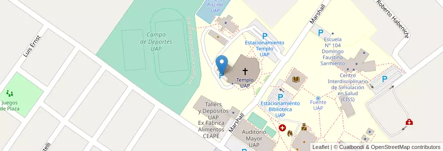 Mapa de ubicacion de Estacionamiento Facultad de Teología en Argentine, Province D'Entre Ríos, Departamento Diamante, Libertador San Martín, Distrito Palmar.