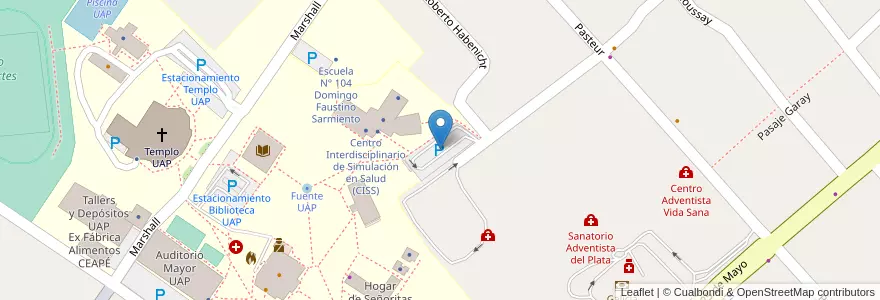 Mapa de ubicacion de Estacionamiento FCS en 阿根廷, 恩特雷里奥斯省, Departamento Diamante, Libertador San Martín, Distrito Palmar.