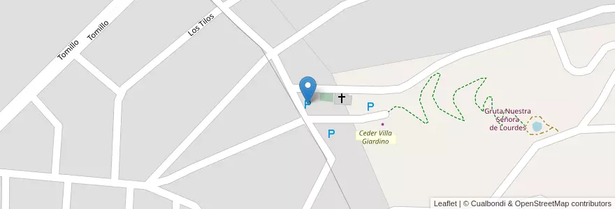 Mapa de ubicacion de Estacionamiento Iglesia en アルゼンチン, コルドバ州, Departamento Punilla, Pedanía San Antonio, Municipio De Villa Giardino, Villa Giardino.