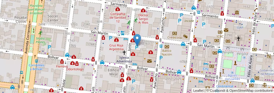 Mapa de ubicacion de Estacionamiento Junín en アルゼンチン, ミシオネス州, Departamento Capital, Municipio De Posadas, Posadas.