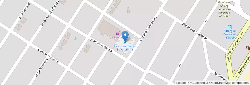 Mapa de ubicacion de Estacionamiento La Anonima en Argentinië, Chubut, Departamento Rawson, Rawson.