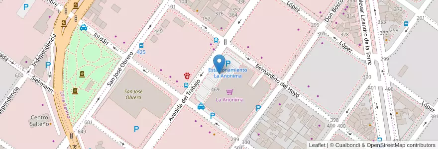 Mapa de ubicacion de Estacionamiento La Anonima en Arjantin, Santa Cruz, Şili, Mercado De La Ciudad, Deseado, Caleta Olivia.