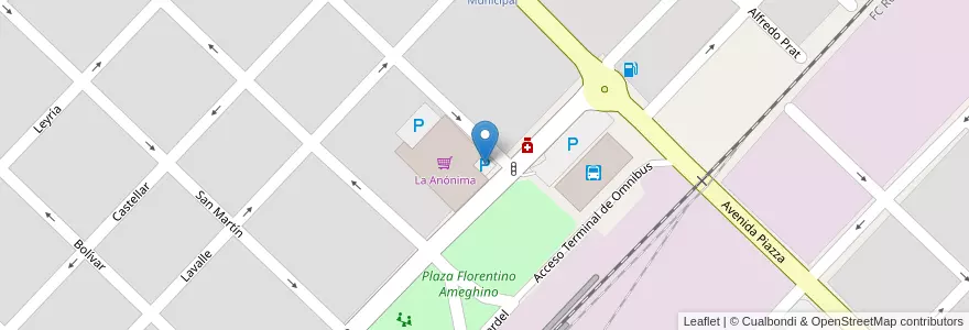 Mapa de ubicacion de Estacionamiento La Anonima en Аргентина, Буэнос-Айрес, Partido De Azul.