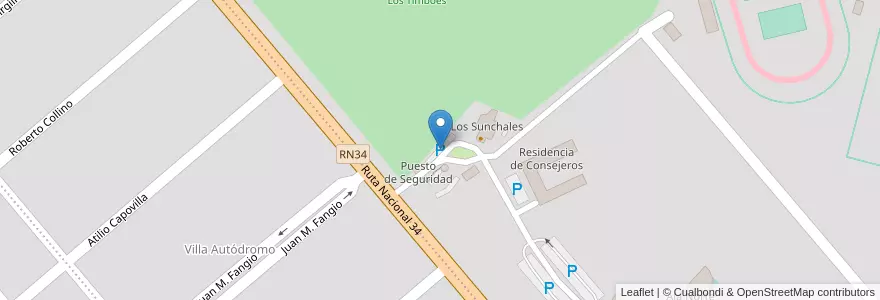 Mapa de ubicacion de Estacionamiento Los Sunchales en Arjantin, Santa Fe, Departamento Castellanos, Municipio De Sunchales.