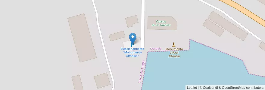 Mapa de ubicacion de Estacionamiento "Monumento Alfonsín" en Argentina, Departamento Ushuaia, Chile, Tierra Del Fuego, Ushuaia.