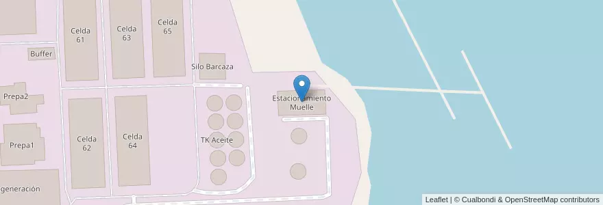 Mapa de ubicacion de Estacionamiento Muelle en آرژانتین, سانتافه, Departamento Rosario, Municipio De Villa Gobernador Gálvez.