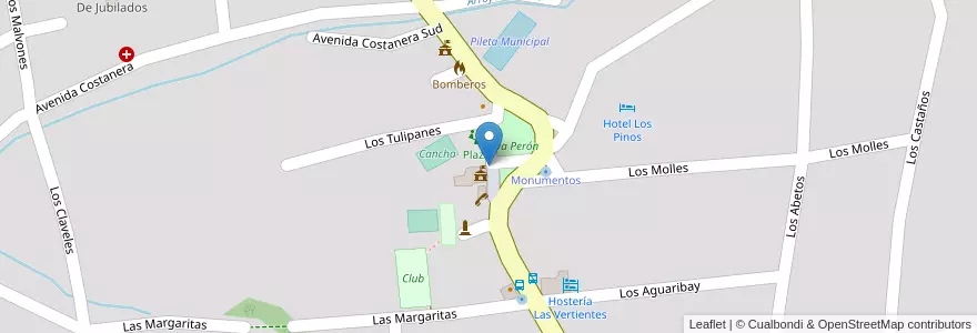 Mapa de ubicacion de Estacionamiento Municipalidad en Аргентина, Кордова, Departamento Punilla, Pedanía Dolores, Municipio De Los Cocos.