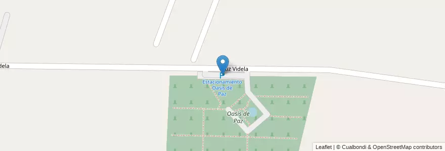 Mapa de ubicacion de Estacionamiento Oasis de Paz en Arjantin, Şili, Mendoza, Departamento Maipú, Distrito Cruz De Piedra.