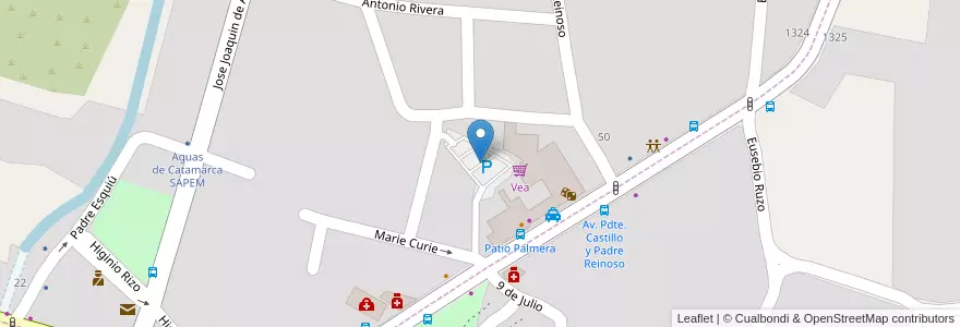 Mapa de ubicacion de Estacionamiento P. Palmera en Аргентина, Катамарка, Departamento Valle Viejo, Municipio De Valle Viejo, Santa Rosa.
