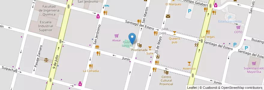 Mapa de ubicacion de Estacionamiento Paddle en アルゼンチン, サンタフェ州, Departamento La Capital, Santa Fe Capital, Santa Fe.
