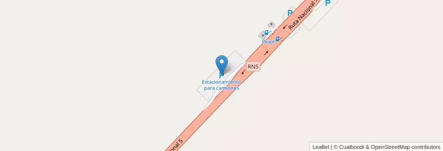 Mapa de ubicacion de Estacionamiento para camiones en 아르헨티나, 부에노스아이레스주, Partido De Nueve De Julio, Cuartel Dennehy.