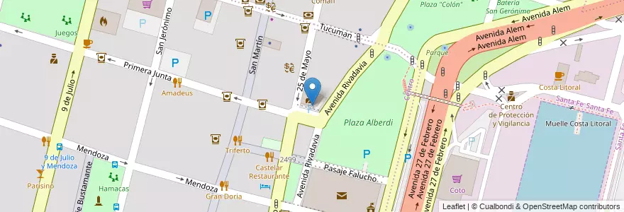 Mapa de ubicacion de Estacionamiento Policia en Arjantin, Santa Fe, Departamento La Capital, Santa Fe Capital, Santa Fe.