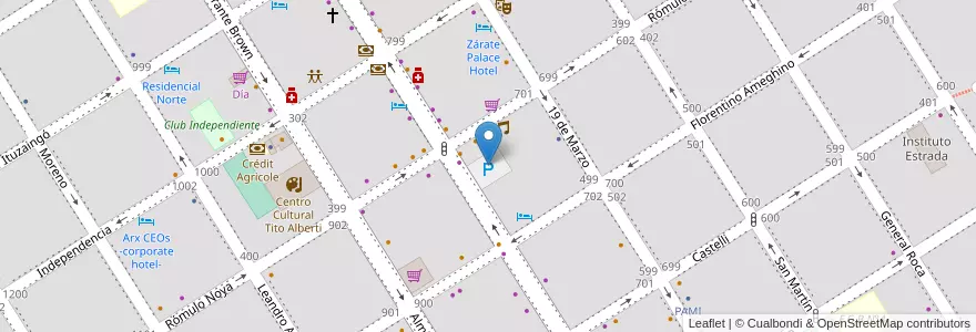Mapa de ubicacion de Estacionamiento por hora, día, mes en Argentine, Province De Buenos Aires, Partido De Zárate.