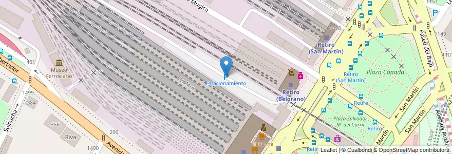 Mapa de ubicacion de Estacionamiento, Retiro en 阿根廷, Ciudad Autónoma De Buenos Aires, Comuna 1, 布宜诺斯艾利斯.
