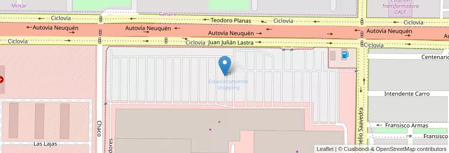 Mapa de ubicacion de Estacionamiento shopping en Argentina, Chile, Neuquén, Departamento Confluencia, Municipio De Neuquén, Neuquén.