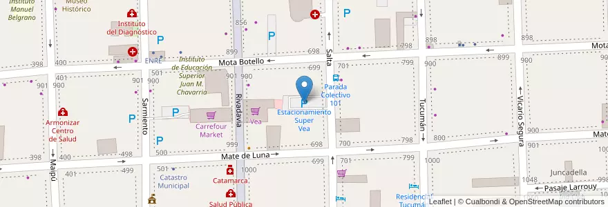 Mapa de ubicacion de Estacionamiento Super Vea en آرژانتین, Catamarca, Departamento Capital, Municipio De San Fernando Del Valle De Catamarca, San Fernando Del Valle De Catamarca.