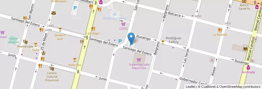 Mapa de ubicacion de Estacionamiento Super en アルゼンチン, サンタフェ州, Departamento La Capital, Santa Fe Capital, Santa Fe.