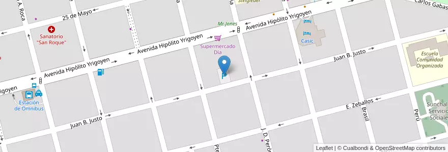 Mapa de ubicacion de Estacionamiento Supermercado en 阿根廷, Santa Fe, Departamento Castellanos, Municipio De Sunchales.