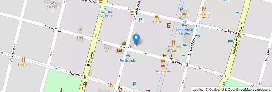 Mapa de ubicacion de Estacionamiento Swiss Medical en 아르헨티나, Santa Fe, Departamento La Capital, Santa Fe Capital, Santa Fe.