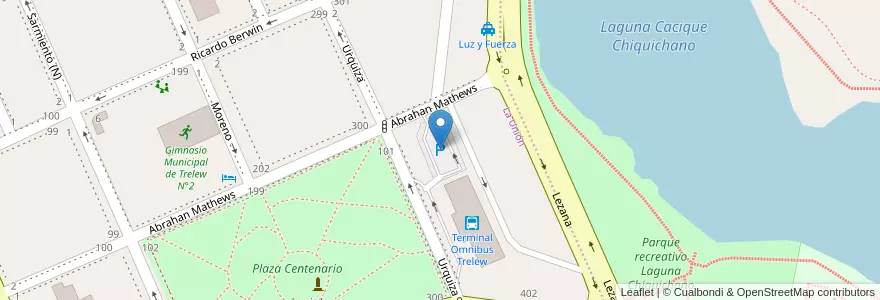 Mapa de ubicacion de Estacionamiento Terminal de Omnibus en Argentina, Chubut, Trelew, Departamento Rawson.