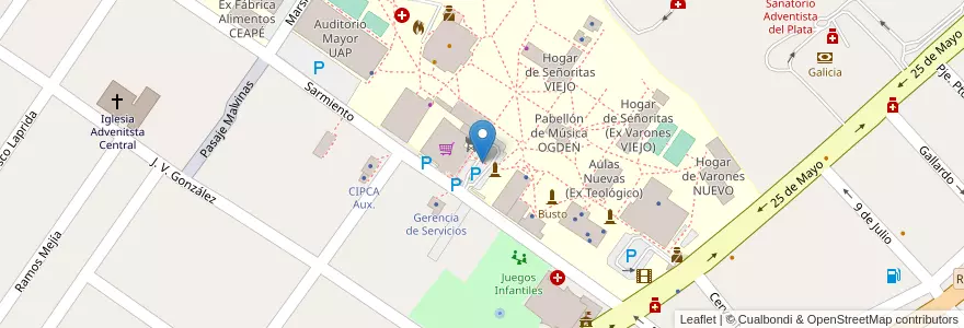 Mapa de ubicacion de Estacionamiento UAP (Empleados) en アルゼンチン, エントレ・リオス州, Departamento Diamante, Libertador San Martín, Distrito Palmar.