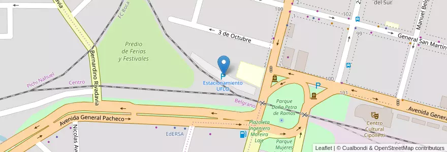 Mapa de ubicacion de Estacionamiento UFLO en الأرجنتين, تشيلي, ريو نيغرو, Cipolletti, Departamento General Roca.