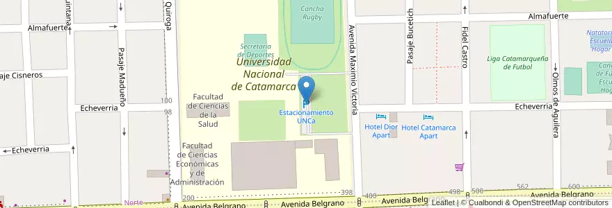 Mapa de ubicacion de Estacionamiento UNCa en 아르헨티나, Catamarca, Departamento Capital, Municipio De San Fernando Del Valle De Catamarca, San Fernando Del Valle De Catamarca.