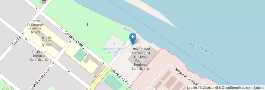 Mapa de ubicacion de Estacionamiento UTN FRSN en 阿根廷, 布宜诺斯艾利斯省, Partido De San Nicolás, San Nicolás De Los Arroyos.