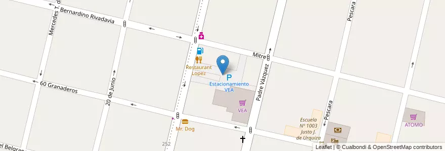 Mapa de ubicacion de Estacionamiento VEA en Argentinië, Chili, Mendoza, Departamento Maipú, Distrito Ciudad De Maipú, Maipú.
