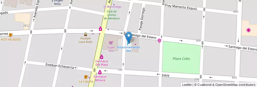 Mapa de ubicacion de Estacionamiento Vea en Аргентина, Чили, Мендоса, Departamento Capital, Ciudad De Mendoza.