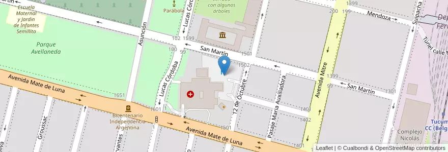 Mapa de ubicacion de Estacionamiento vehículos Hospital en Argentinien, Tucumán, San Miguel De Tucumán, Departamento Capital, San Miguel De Tucumán.
