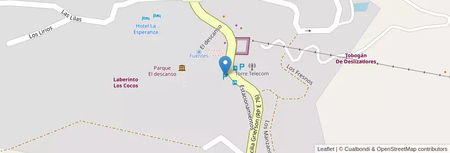 Mapa de ubicacion de Estacionamientos en الأرجنتين, Córdoba, Departamento Punilla, Pedanía Dolores, Municipio De Los Cocos.