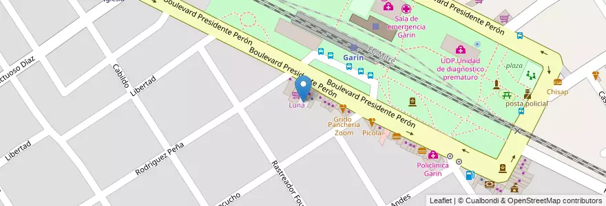 Mapa de ubicacion de estacionamientos de autos Rocha en Argentinië, Buenos Aires, Partido De Escobar, Garín.