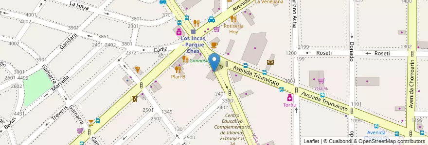 Mapa de ubicacion de Estacione Garaje Domingo, Parque Chas en آرژانتین, Ciudad Autónoma De Buenos Aires, Buenos Aires, Comuna 15.