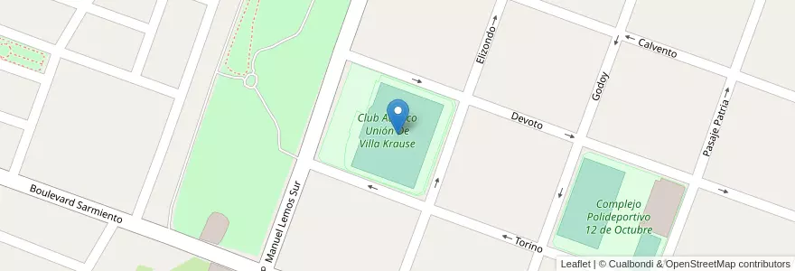 Mapa de ubicacion de Estadio 12 de Octubre en Arjantin, San Juan, Şili, Rawson.