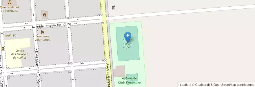 Mapa de ubicacion de Estadio Agustín Ruppel en アルゼンチン, ブエノスアイレス州, Partido De Tornquist.