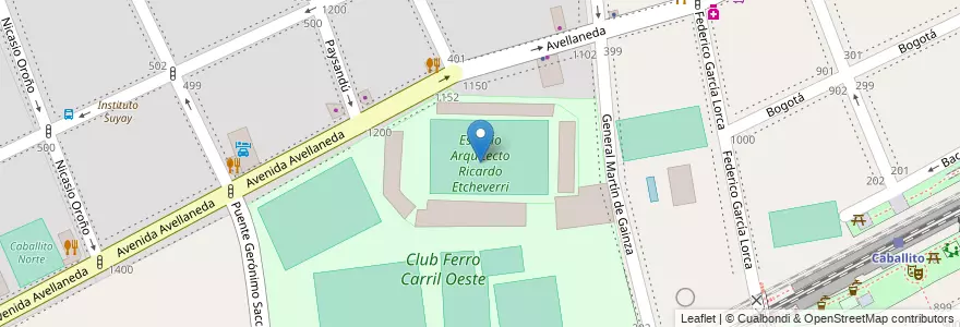 Mapa de ubicacion de Estadio Arquitecto Ricardo Etcheverri, Caballito en アルゼンチン, Ciudad Autónoma De Buenos Aires, ブエノスアイレス, Comuna 6.
