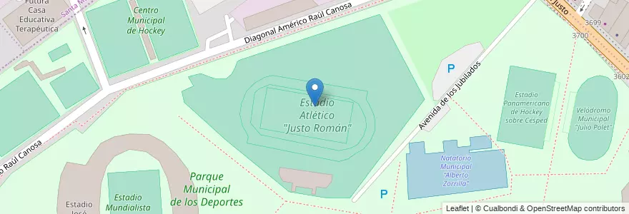 Mapa de ubicacion de Estadio Atlético "Justo Román" en Аргентина, Буэнос-Айрес, Partido De General Pueyrredón, Mar Del Plata.