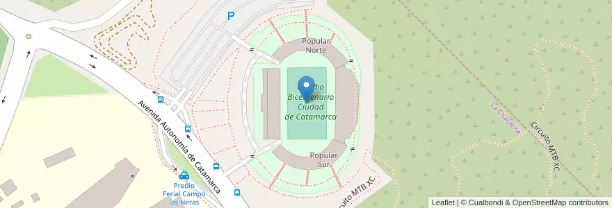 Mapa de ubicacion de Estadio Bicentenario Ciudad de Catamarca en Arjantin, Catamarca, Departamento Capital, Municipio De San Fernando Del Valle De Catamarca, San Fernando Del Valle De Catamarca.