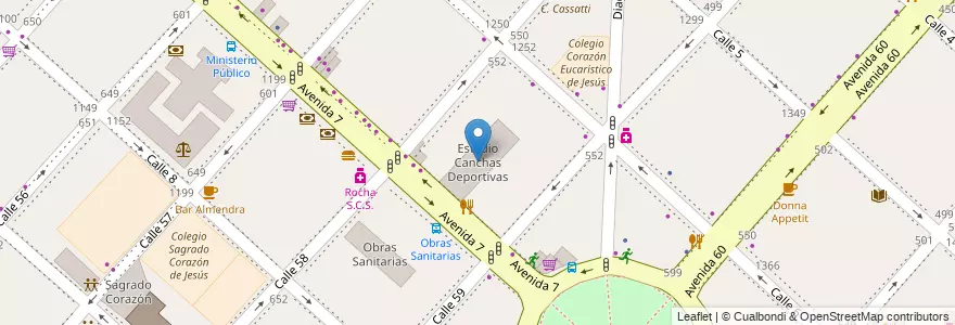 Mapa de ubicacion de Estadio Canchas Deportivas, Casco Urbano en Argentinië, Buenos Aires, Partido De La Plata, La Plata.